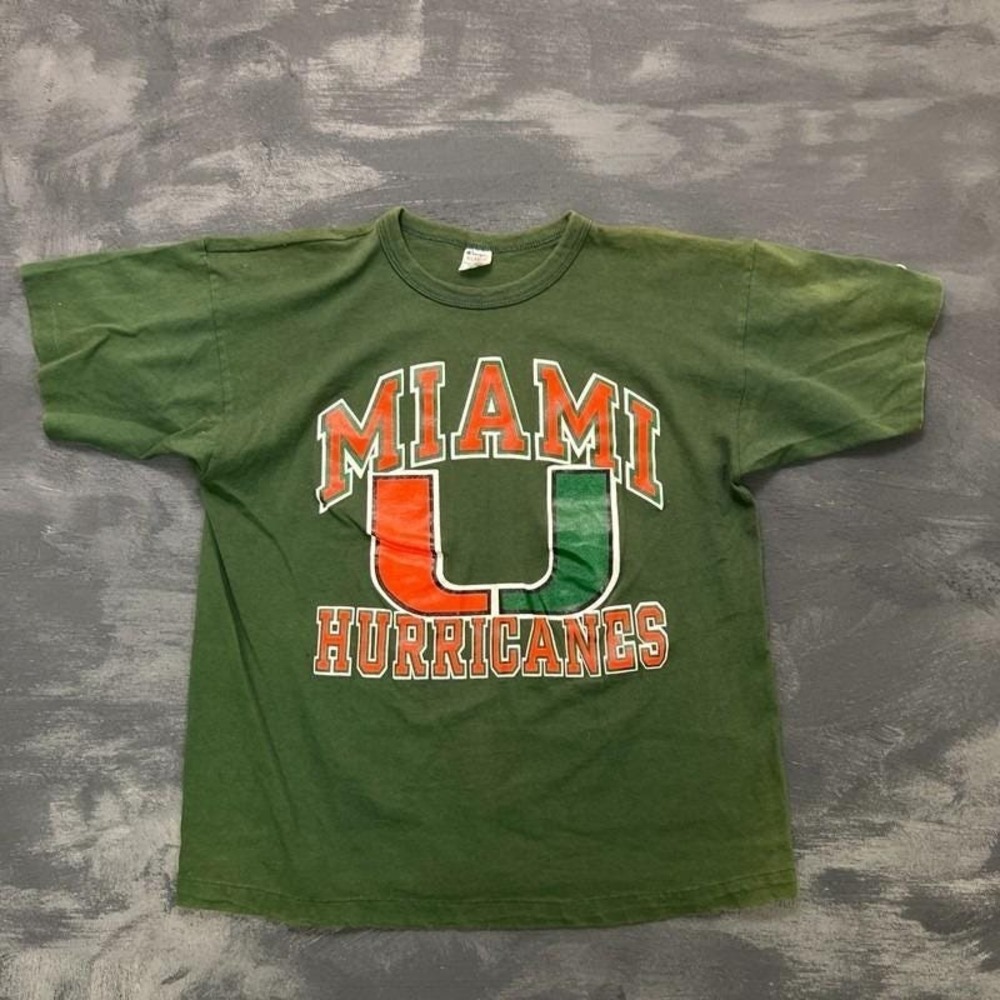 Vintage Miami Hurricanes Shirt Mens XL Green 1990s Champion